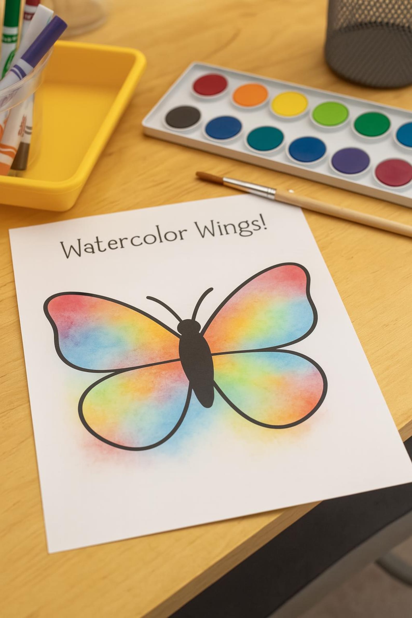 Butterfly Tissue Paper Painting Craft for Kids: Watercolor Wings ...