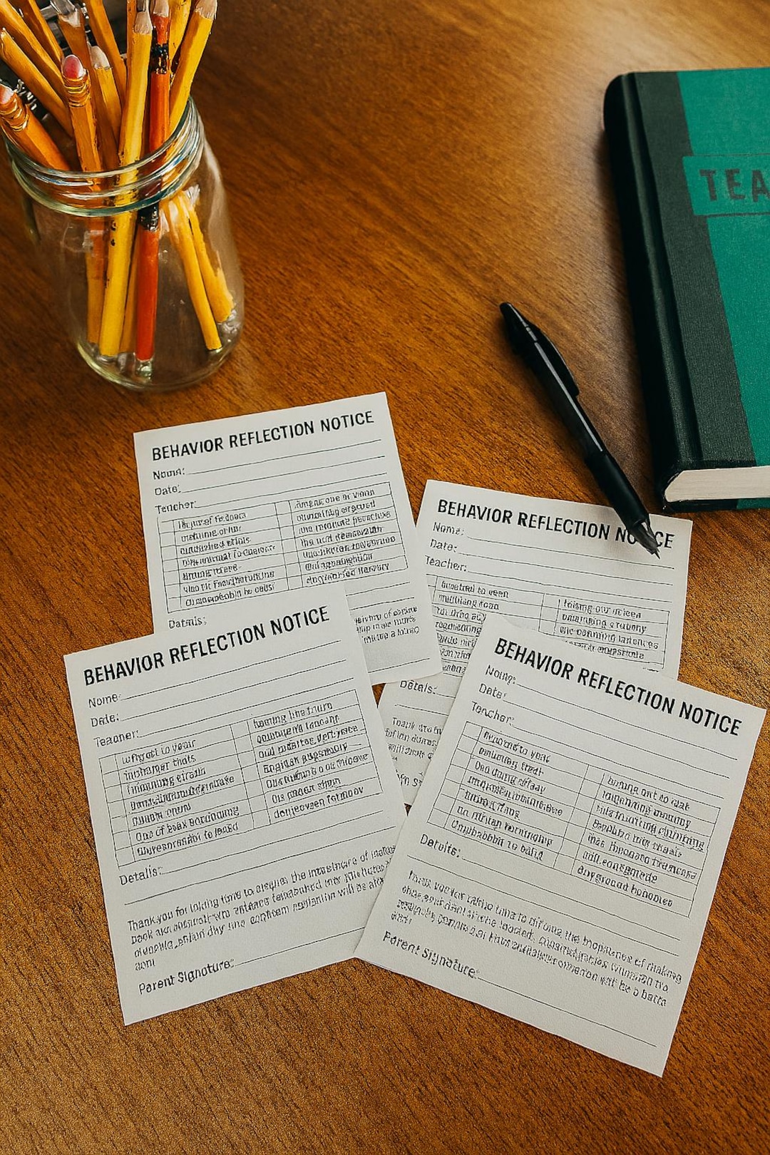 Classroom Behavior Reflection Notes: Printable Communication Forms (PDF ...