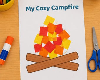 Printable Campfire Craft: Summer Tissue Paper Art Activity (PDF & PNG Files)