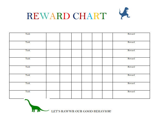 Printable Rainbow Dinosaur Reward Chart Sticker Chart - Etsy