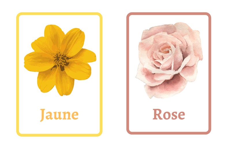 French Colors Flashcards Printable Bilingual Flash Cards for Etsy