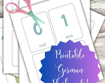 Printable German Number Flashcards: Language Learning (Digital Download)