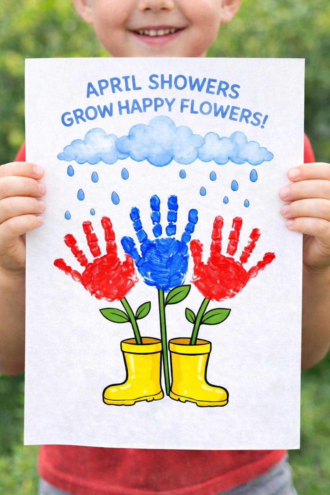 April Showers Handprint Craft | Spring Rain Boots Art (PDF Printable ...