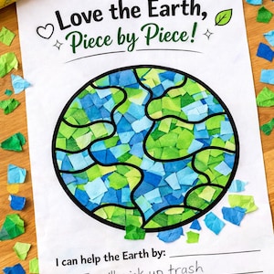 Earth Day Scrap Paper Craft | Mosaic Tear and Glue Activity (Digital Download)