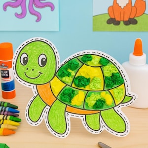 Turtle Tissue Paper Craft for Kids: Print & Go Activity
