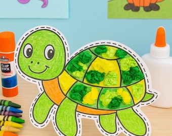 Turtle Tissue Paper Craft for Kids: Print & Go Activity