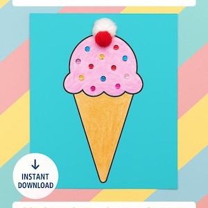 Ice Cream Cone Craft Printable | Fun Kids Activity | Summer Art Project | Classroom Craft | Instant Download