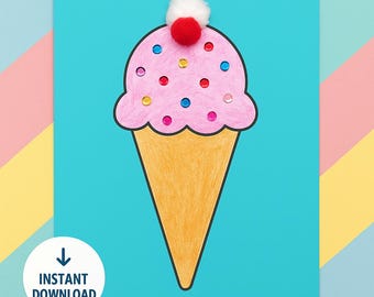 Cono gelato da stampare: divertente attività estiva per bambini (download immediato)