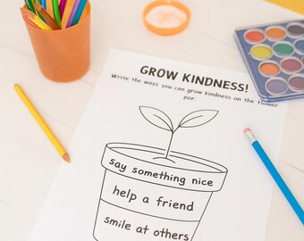Kindness Flower Pot Worksheet: Printable SEL Activity for Kids (PDF Download)