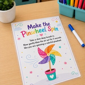 Pinwheel Breathing Exercise Printable | Kids SEL Calm Down Tool (Digital Download)