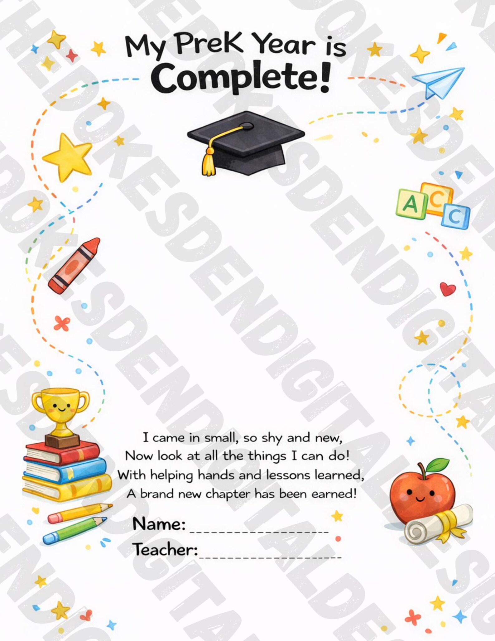 Preschool Graduation Handprint Keepsake | Last Day of School Craft (PDF ...