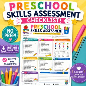 Preschool Skills Assessment Checklist | Teacher Observation Form (Printable) image 2