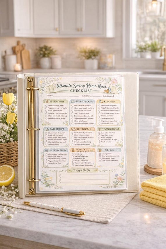 Spring Home Reset Checklist | Deep Cleaning Guide, Room by Room (PDF)