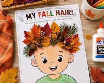 My Fall Hair! Nature Hunt Craft for Kids | Autumn Leaf Activity (Digital Download)