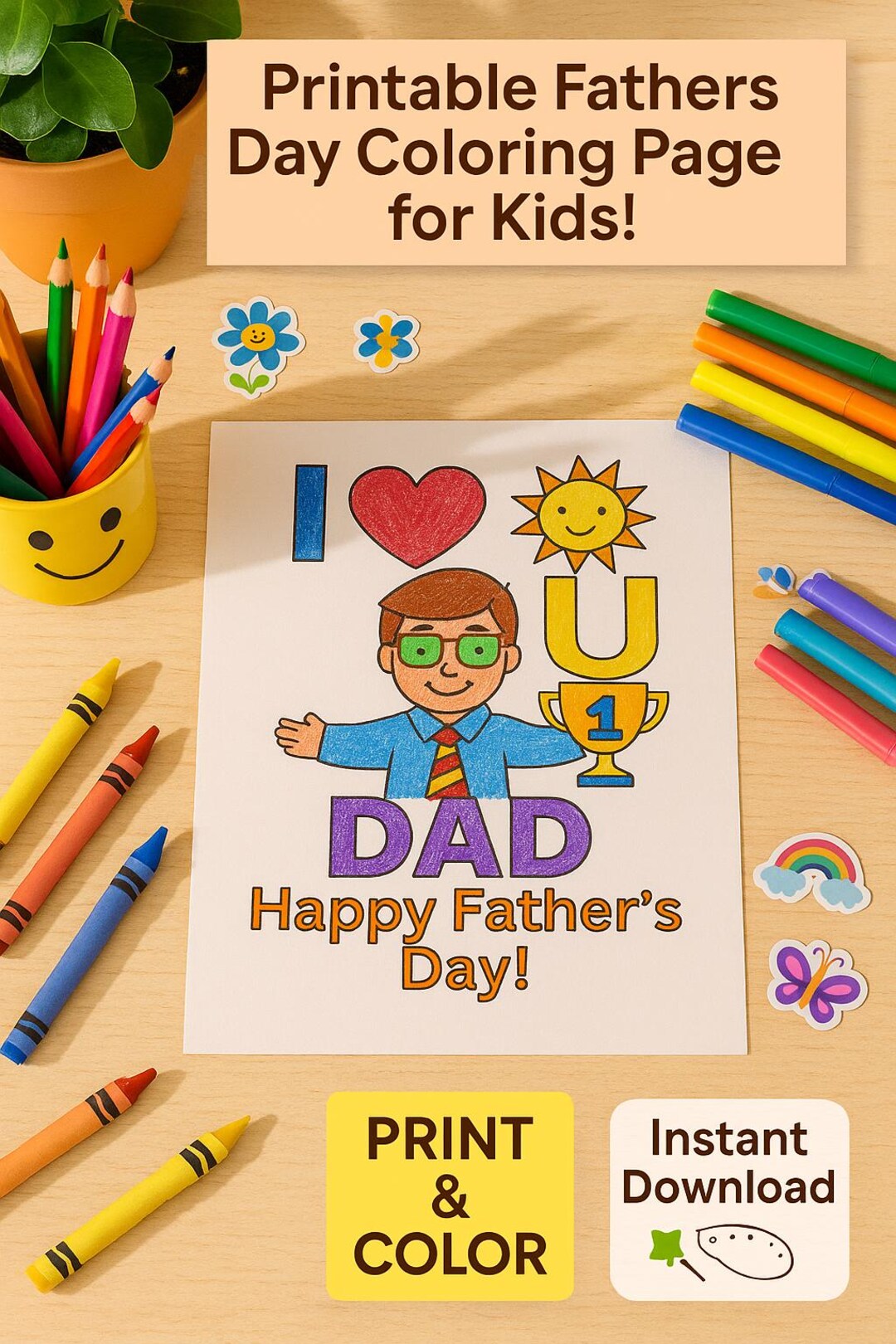 I Love You Dad Coloring Sheet – Father’s Day Printable for Children - Etsy