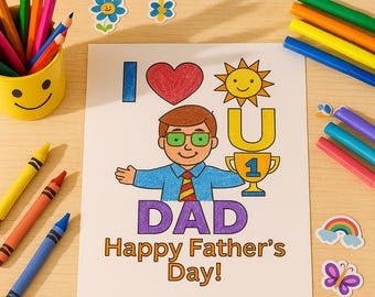 I Love You Dad Coloring Sheet – Father’s Day Printable for Children