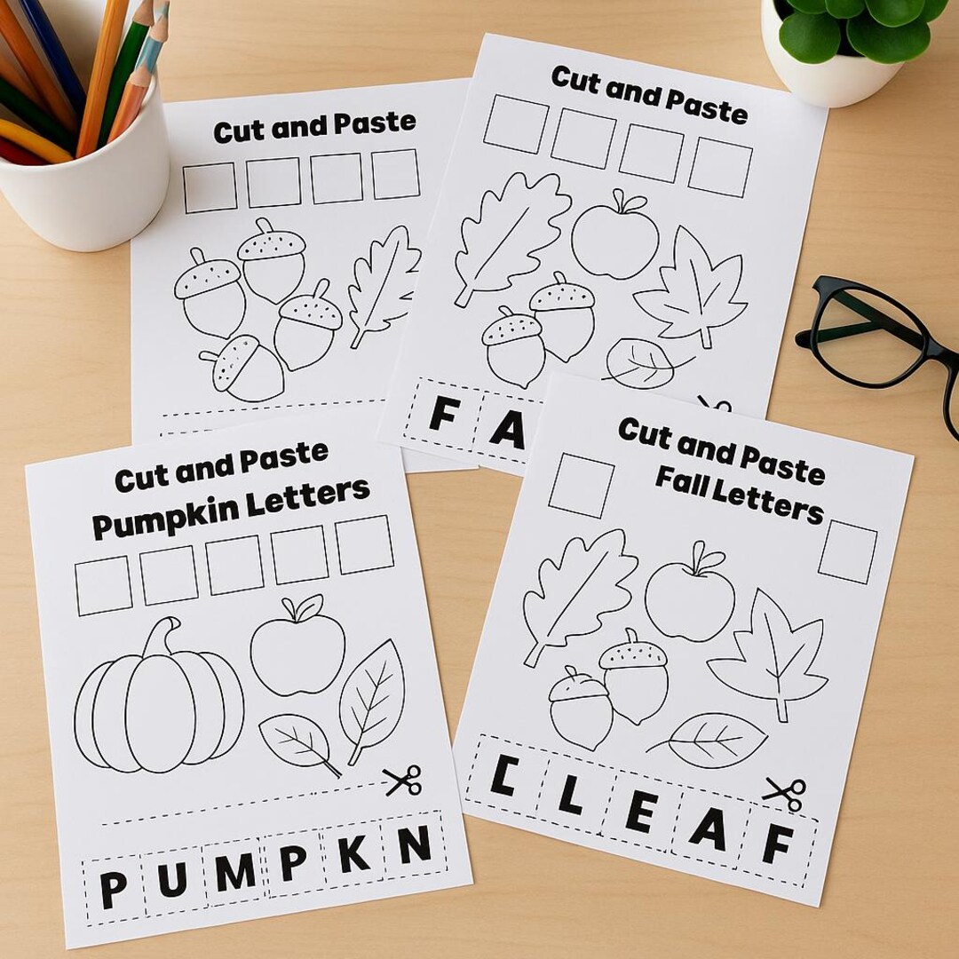 Fall Cut and Paste Word Activity Bundle: Autumn Literacy (printable) - Etsy