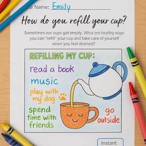 SEL Worksheet: Self-Care Activity for Kids - Refill Your Cup (PDF Printable)