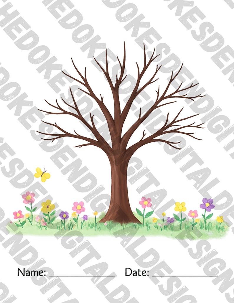 Finerprint Tree Spring Spring Blossom Tree Fingerprint Craft | No Prep Classroom Art Activity ...