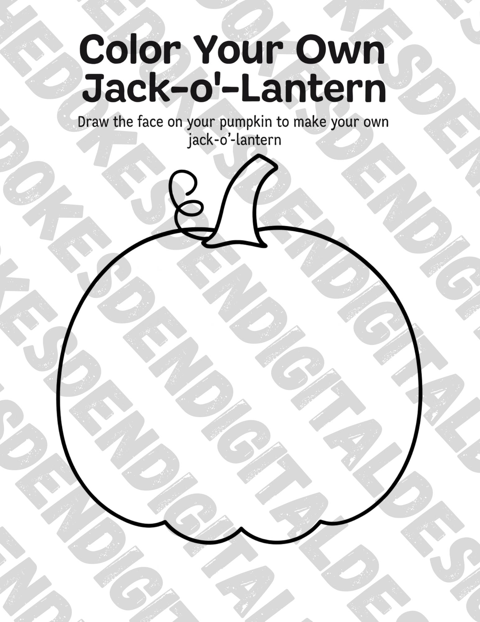 Jack-o'-lantern Coloring Page: Halloween Kids Activity (PDF Printable ...