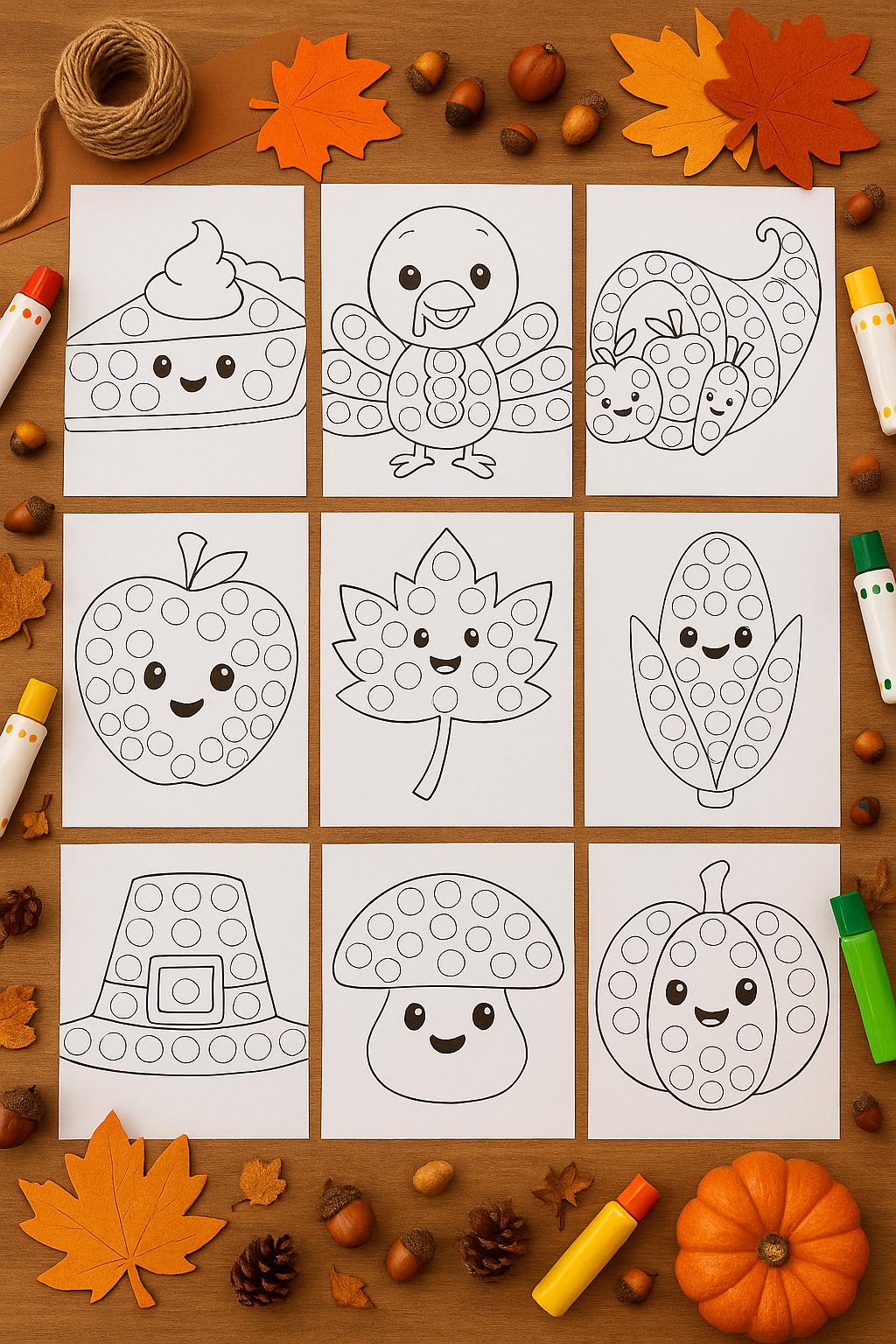 Thanksgiving Dot Art: Preschool Marker Activity Pages (Printable)