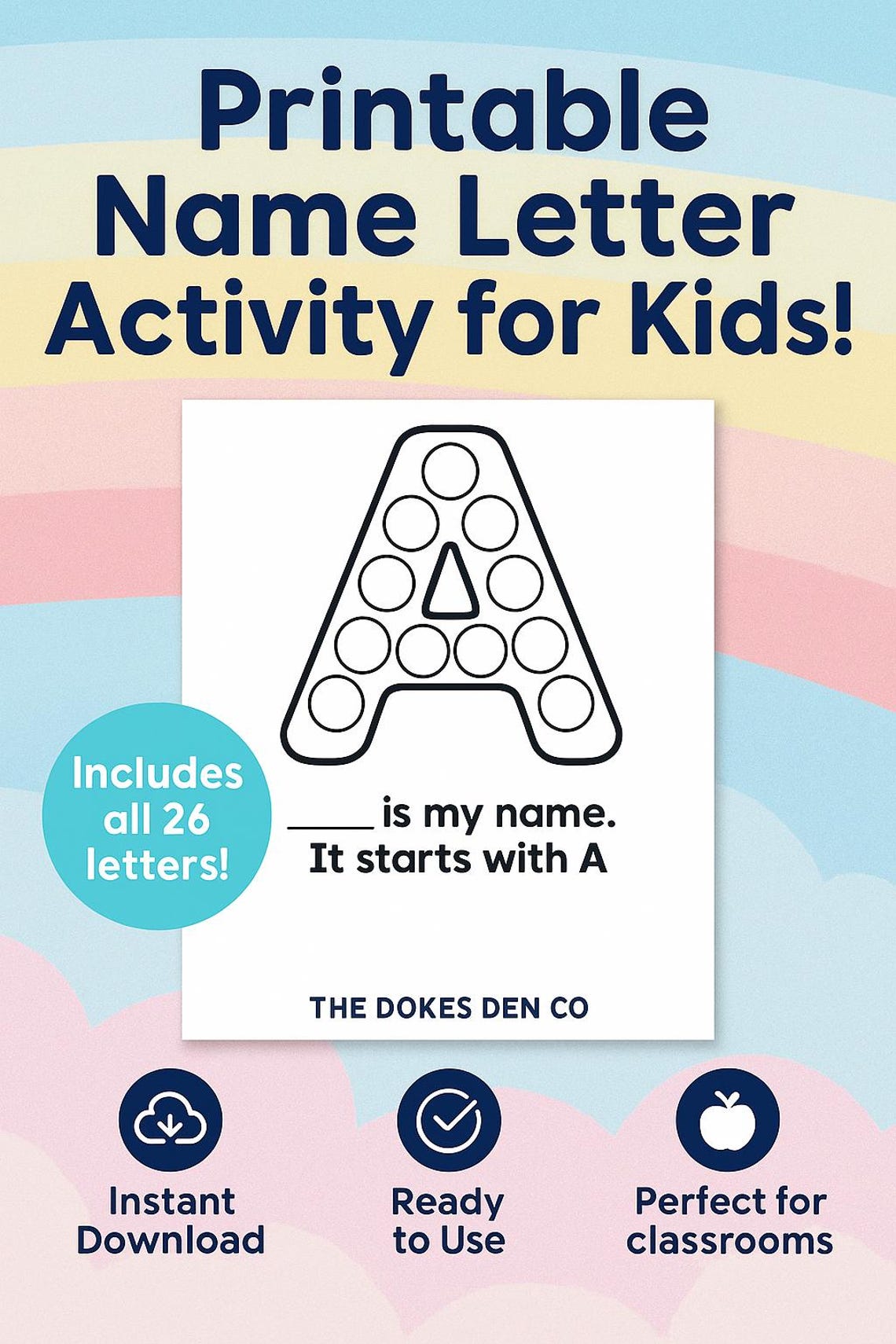 Dot Art Alphabet Set: A-Z Name Dot Marker Pages (printable Activity for ...