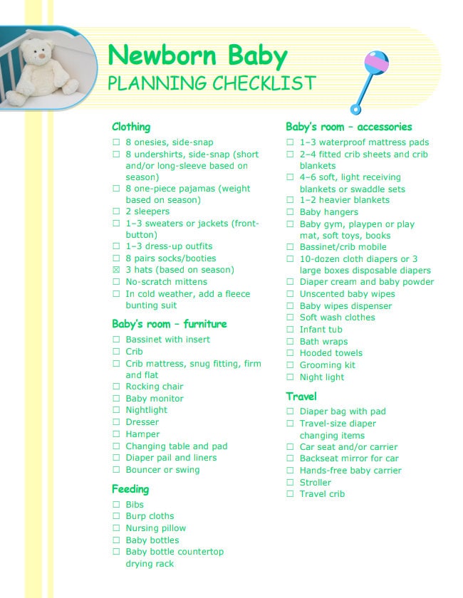 New Baby Checklist New Mom Checklist US Letter Size INSTANT | Etsy