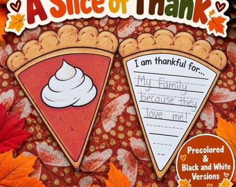 Thanksgiving Thankful Pie Craft | Gratitude Writing Activity | Fall Classroom Craft | Pumpkin Apple Pecan Pie Templates | Kids Printable PDF