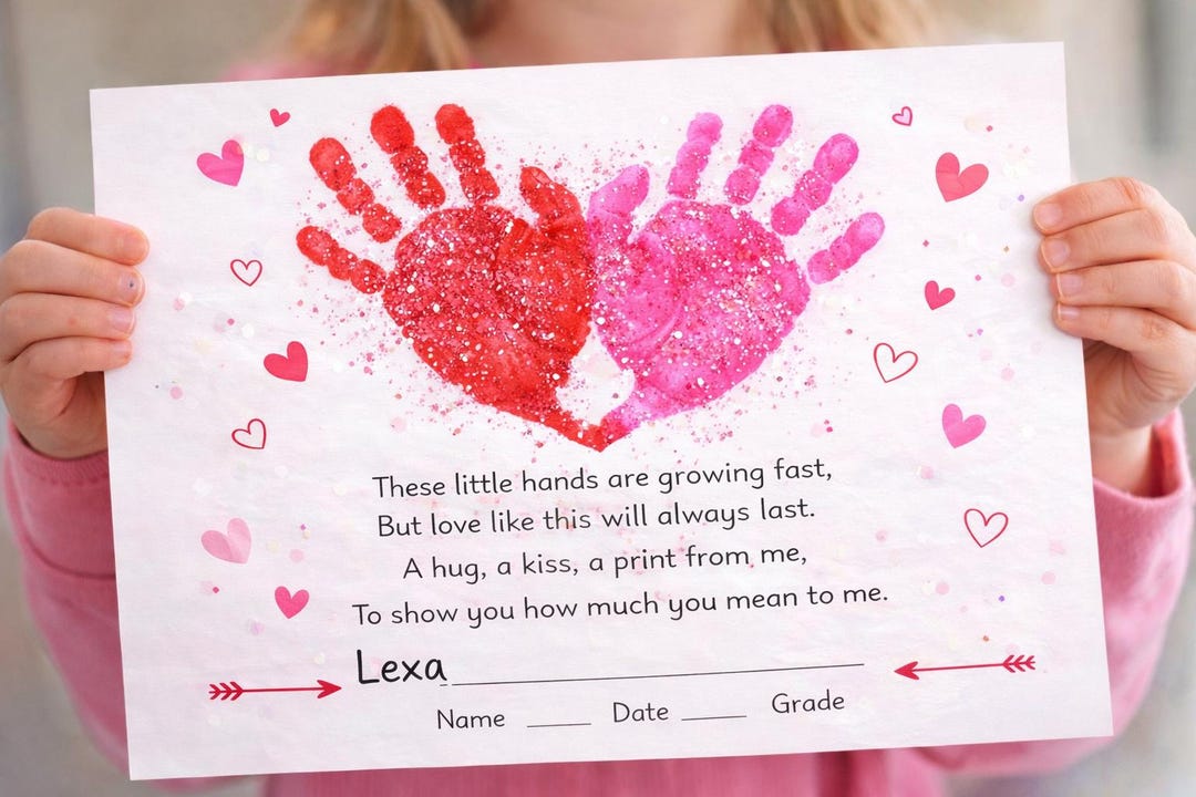 Valentine’s Day Handprint Keepsake Craft | Easy Classroom Activity - Etsy