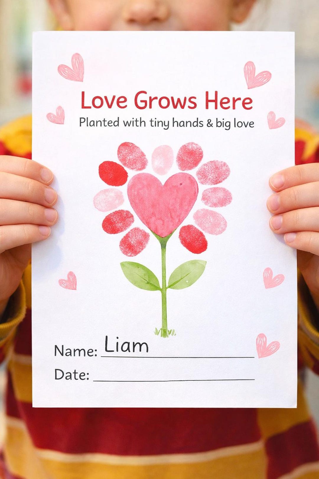 Love Grows Here Fingerprint Craft | Valentine’s Day Kids Activity | No ...