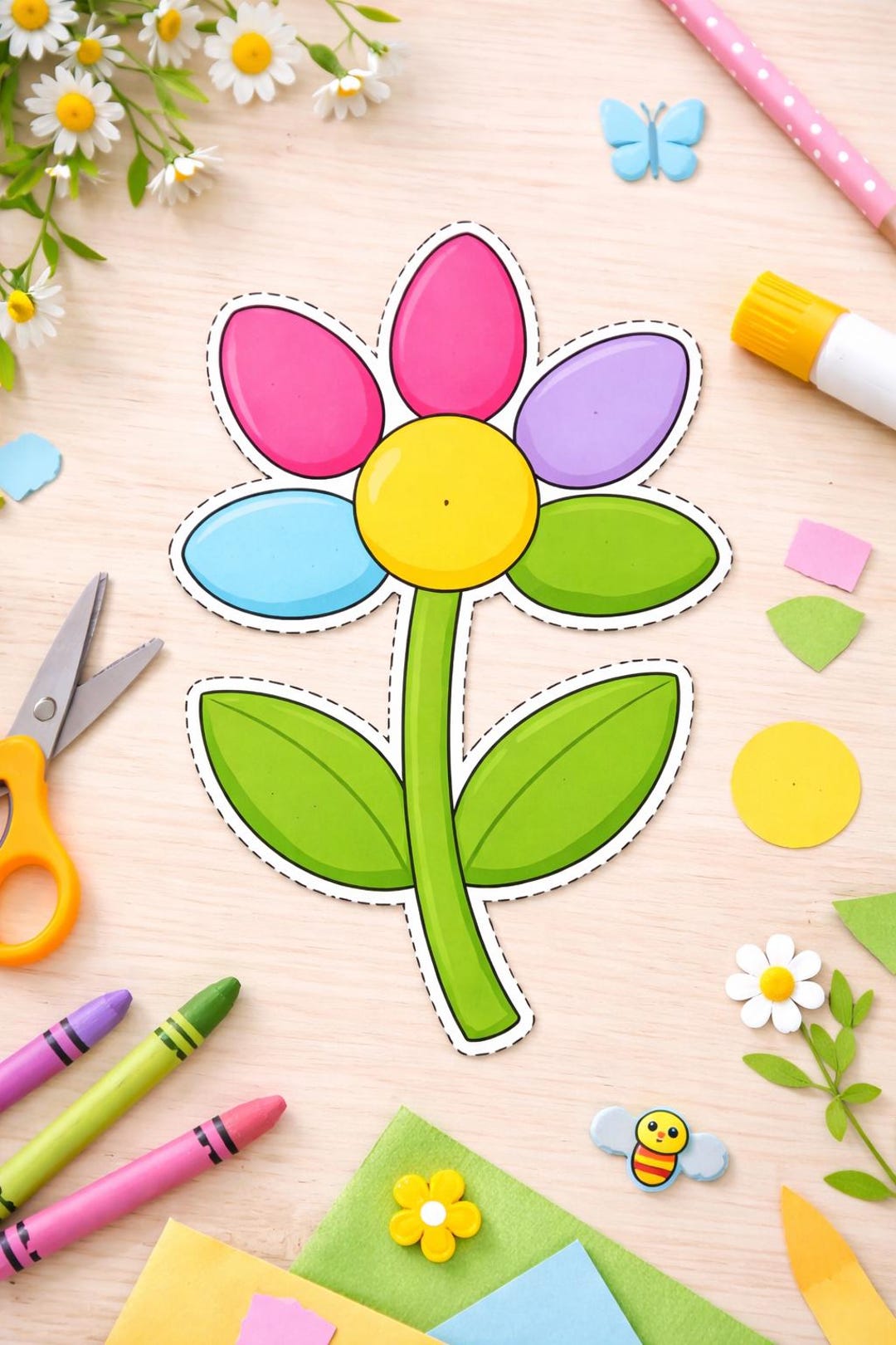 Build a Spring Flower Craft Activity | Preschool Kindergarten Cut and ...