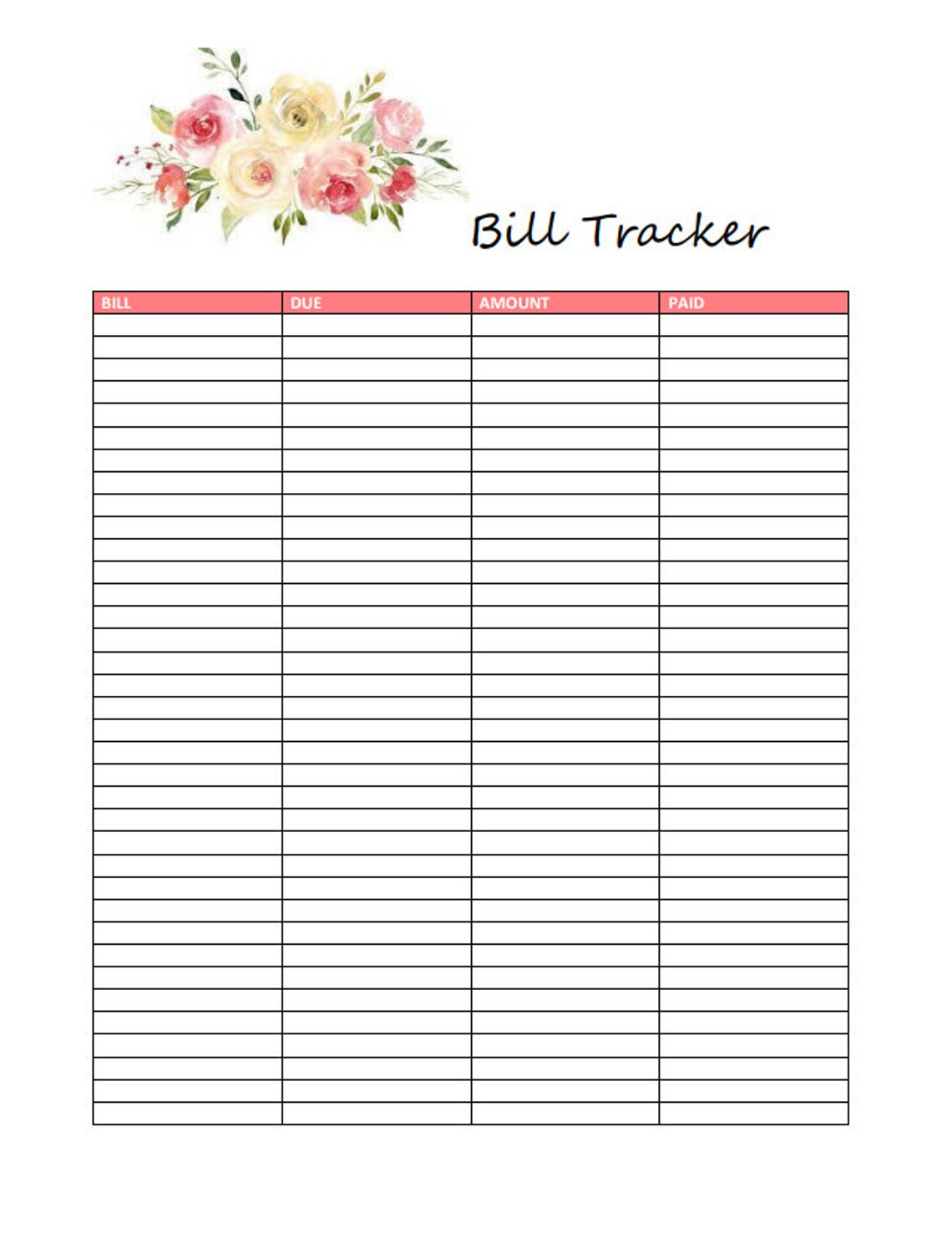 Monthly Bill Payment Tracker Printable Bill Pay Checklist - Etsy France