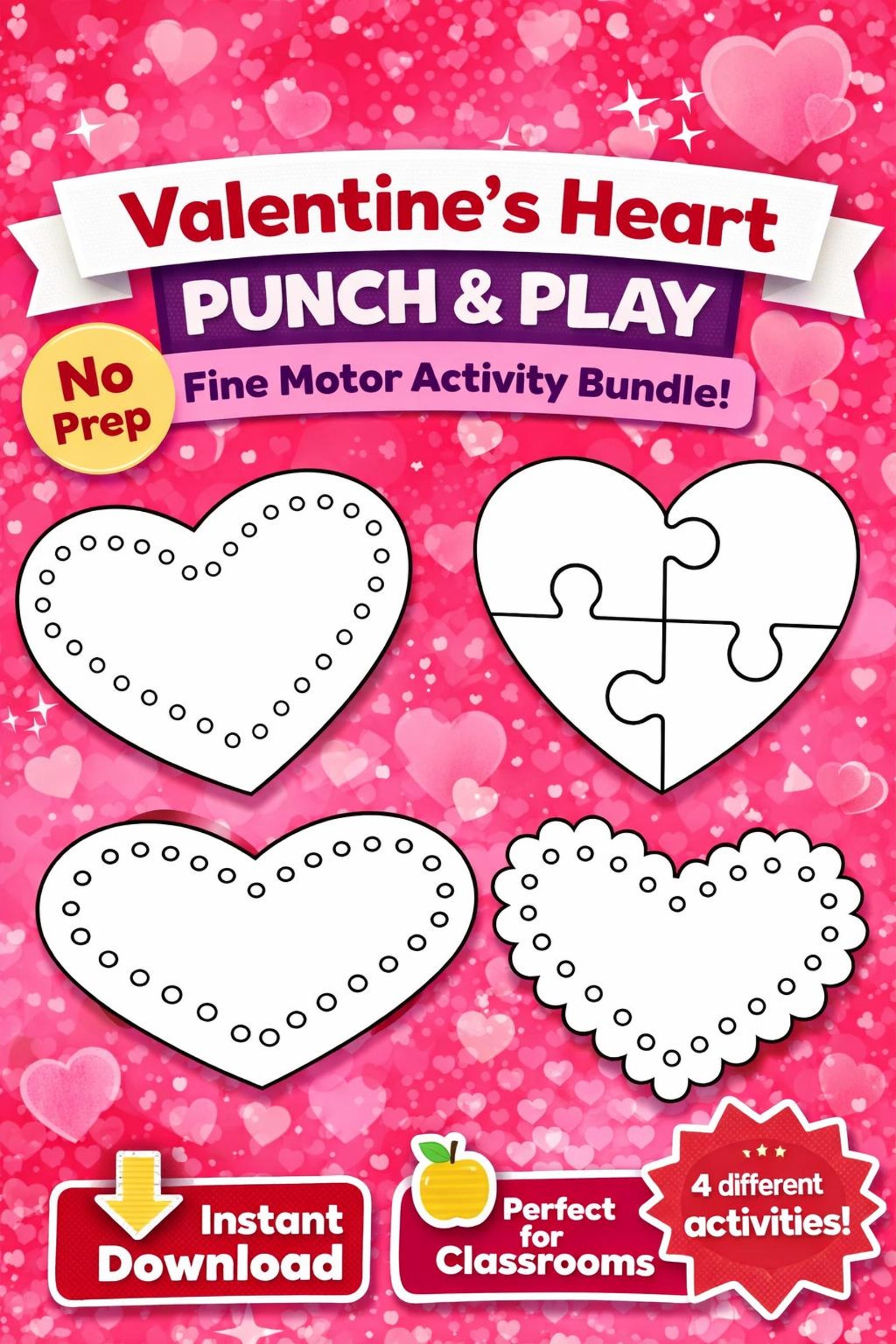 Valentine’s Heart Punch & Play Fine Motor Activity Bundle - Etsy