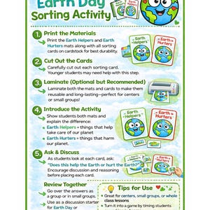 Earth Day Sorting Activity | Preschool Kindergarten Eco Printables ...