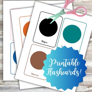 Spanish Colors Flashcards: 3-Part Learning Cards (Printable PDF)