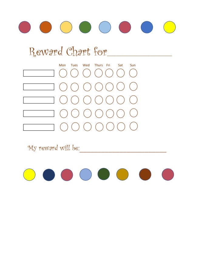Printable Reward Chart Sticker Chart Instant Download Autism | Etsy