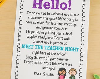 Meet the Teacher Welcome Letter: Printable Classroom Decor (PDF Download