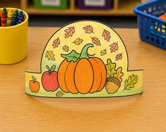 Fall Harvest Paper Crown Craft – Thanksgiving Coloring Activity for Kids