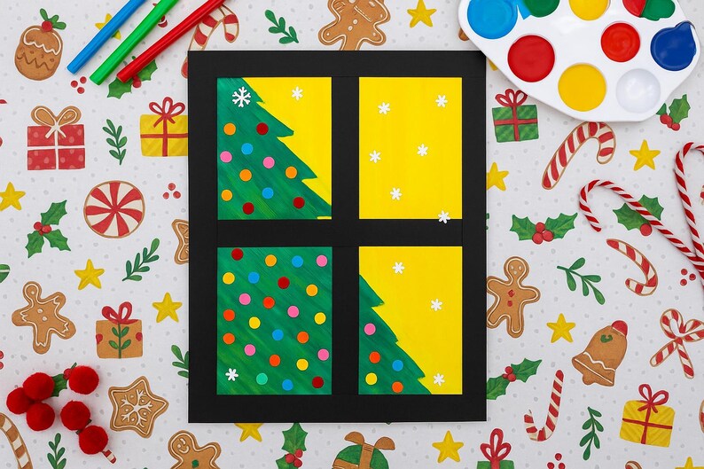 Printable Christmas Tree Window Art Craft | Fun Low Prep Holiday ...