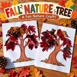 Fall Nature Tree Craft Printable | Nature Walk Leaf, Acorn & Pinecone Activity | 3 Tree Templates
