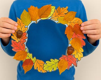 DIY Herbstkranz Bastelvorlage | Lustige Herbstblatt-Aktion für Vorschule, Kindergarten & Schule