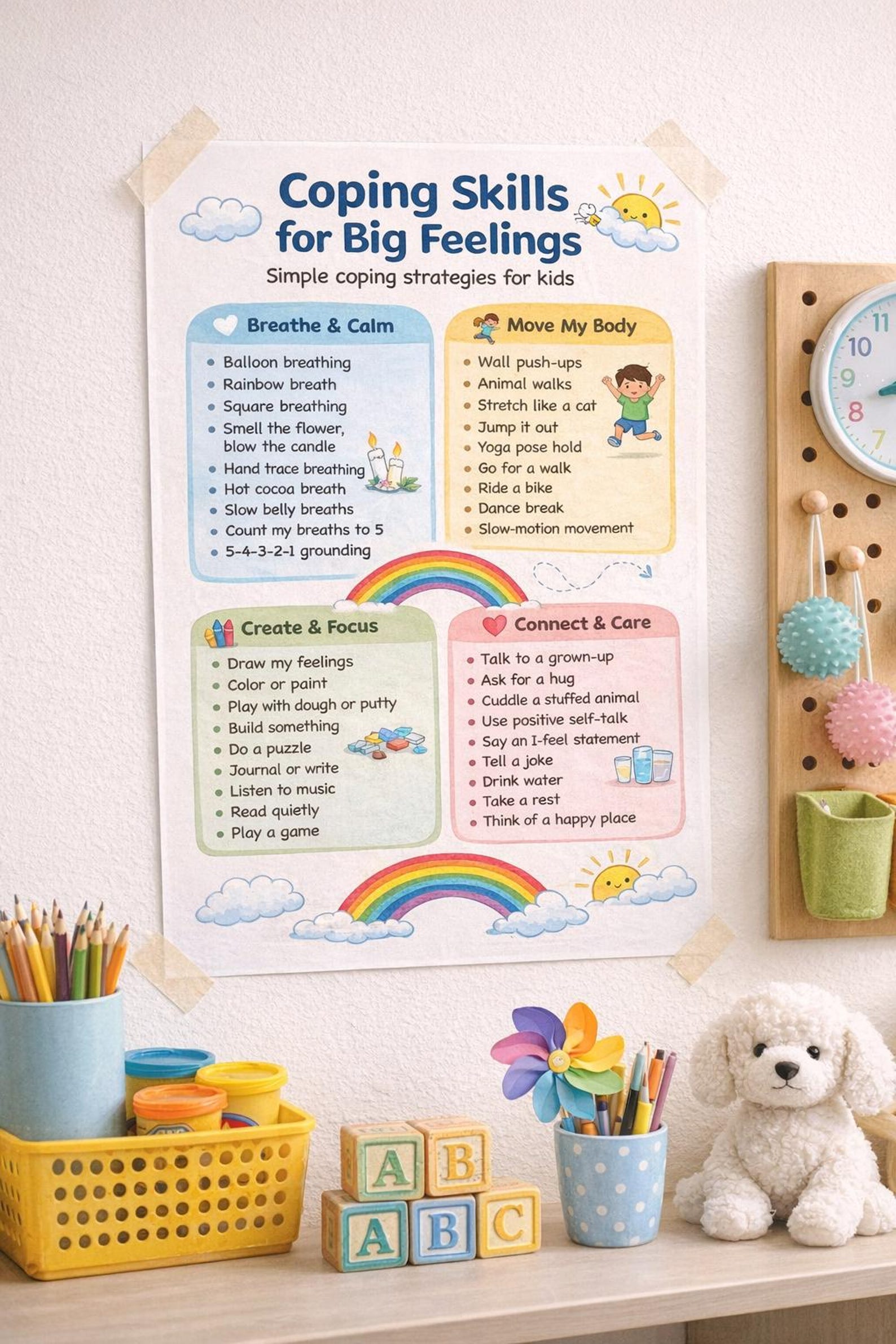 Coping Skills for Big Feelings – Kids Calm Down Poster - Etsy