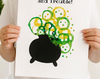 Halloween Bubble Paint Cauldron Craft: Fun Kids Art Activity (Printable PDF Template)
