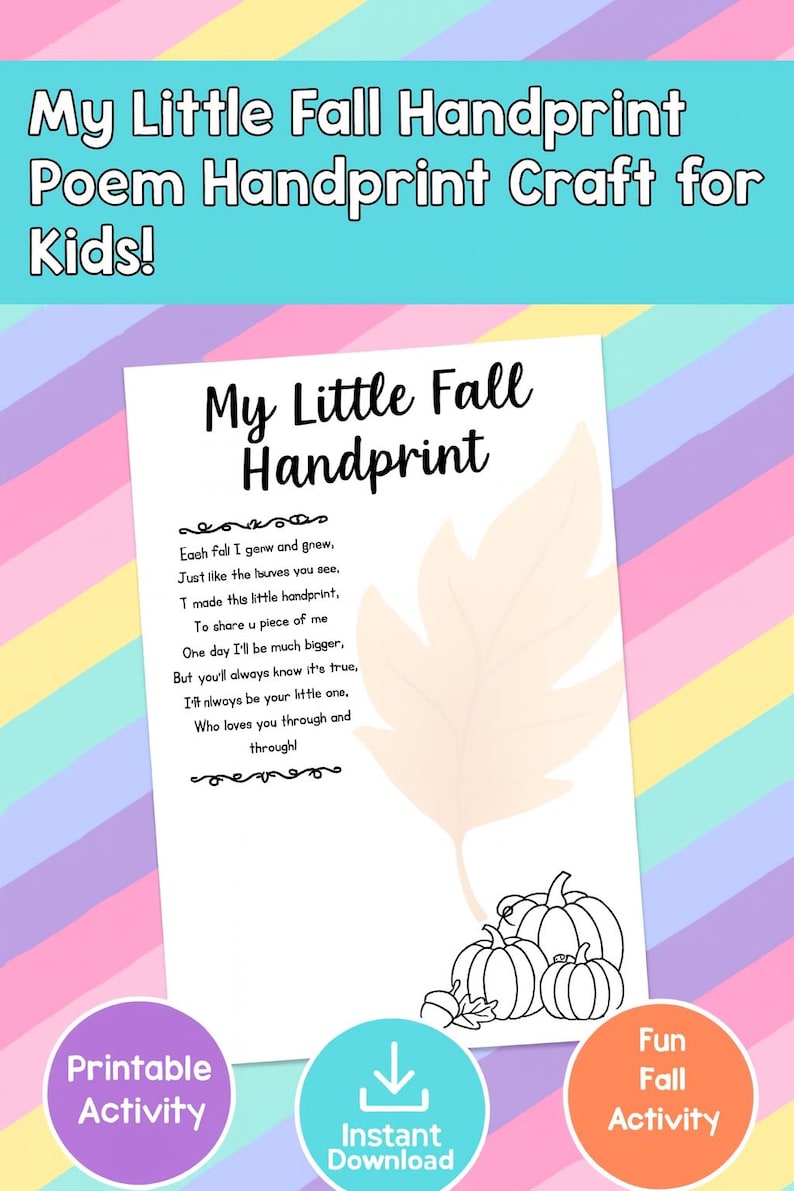 Fall Handprint Craft for Kids – Printable Poem Activity for Classrooms ...