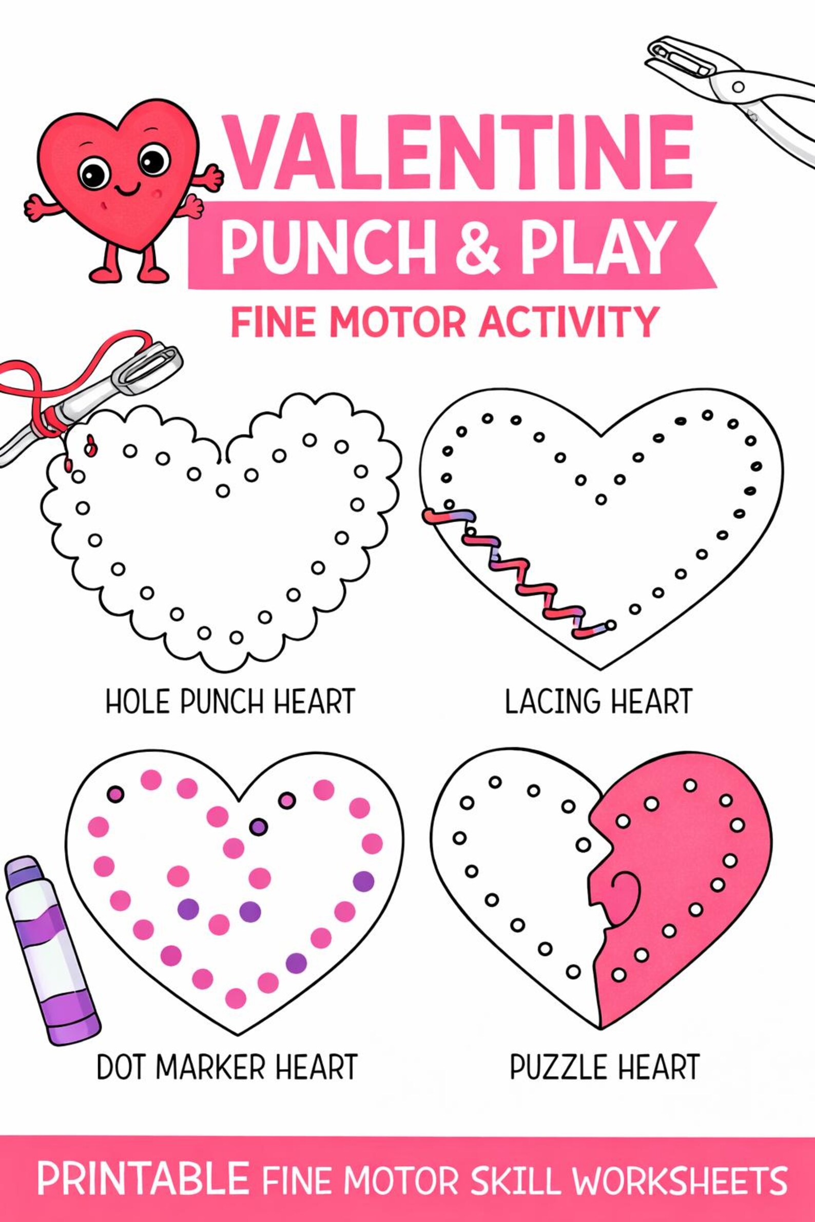 Valentine’s Heart Punch & Play Fine Motor Activity Bundle - Etsy