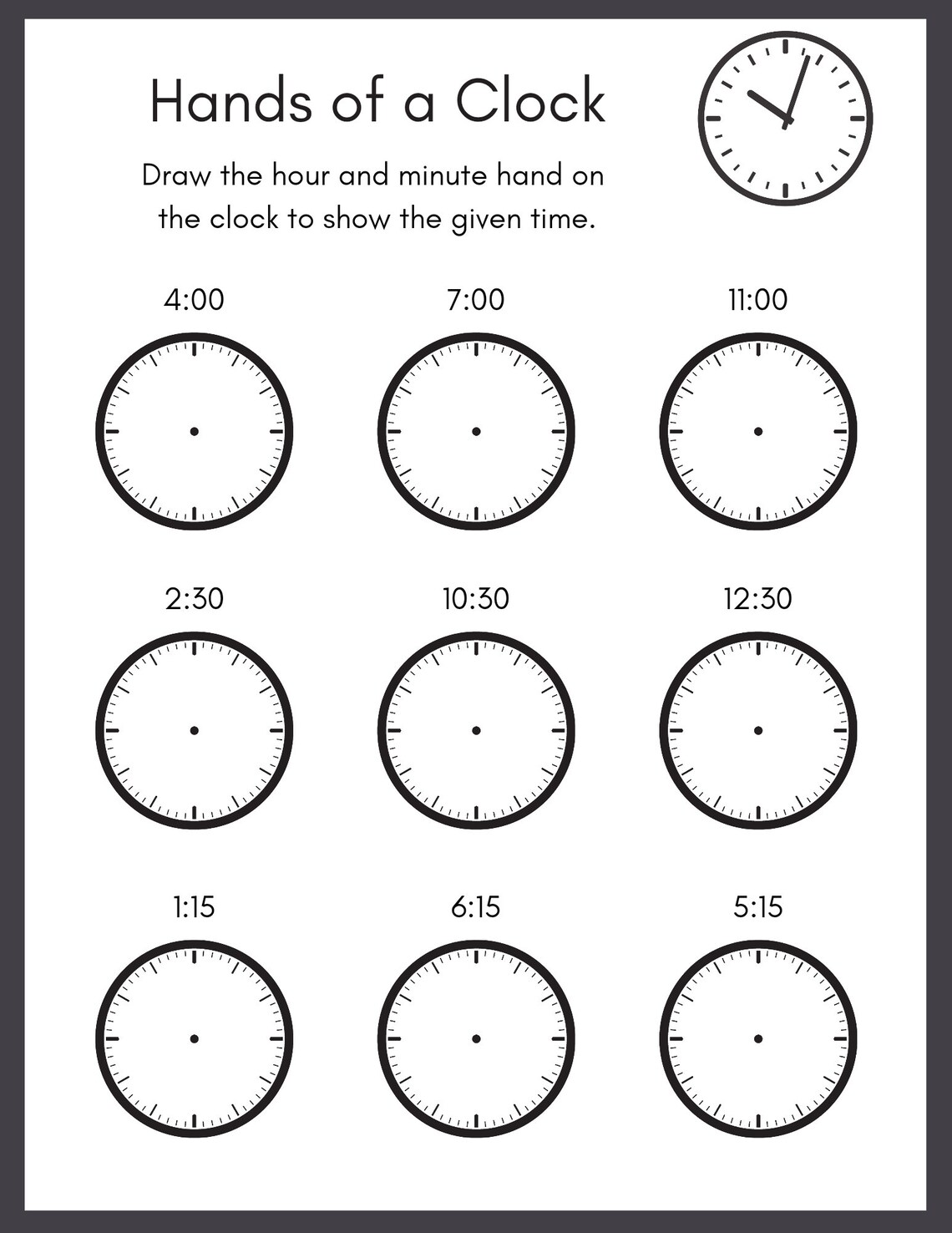 Telling Time Worksheets. Printable. Instant Download. Digital | Etsy