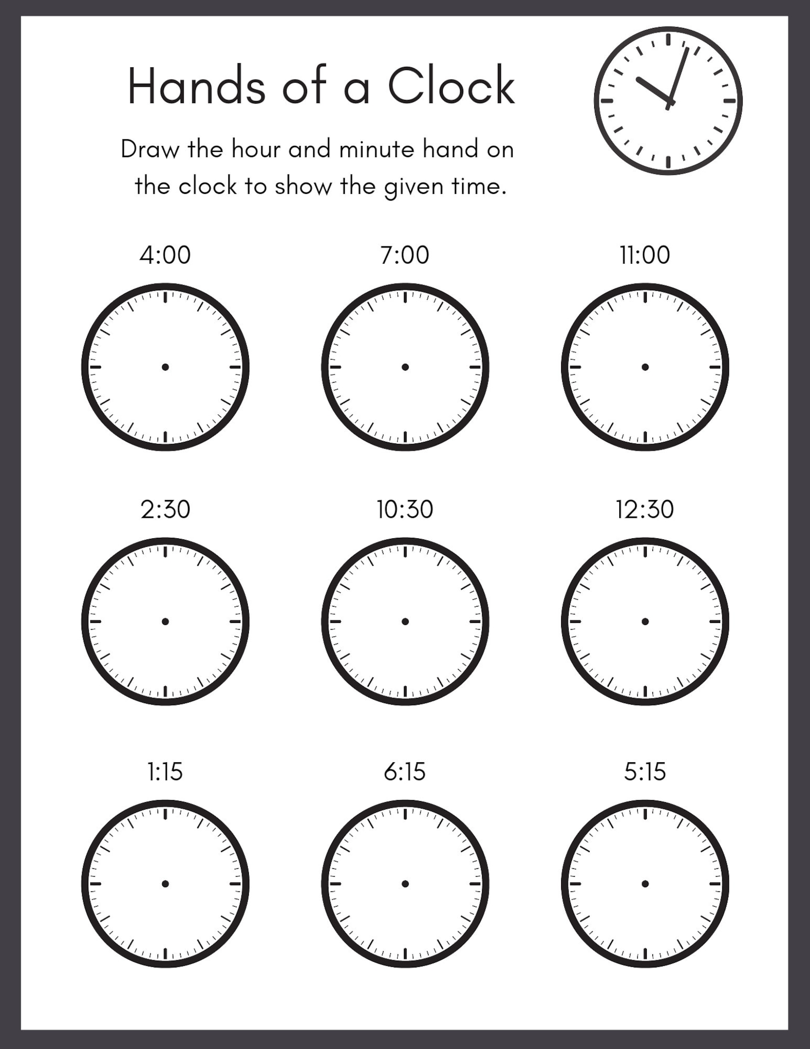Telling Time Worksheets. Printable. Instant Download. Digital Etsy
