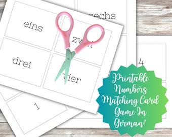 Deutsch Zahlen Memory: Lernspiel zum Ausdrucken (Digitaler Download)