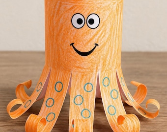 Manualidad imprimible de pulpo: Divertida actividad de animales marinos para niños (descarga en PDF)