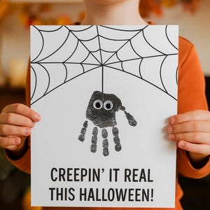 Halloween Handprint Spider Craft: Creepin&#39; It Real Keepsake (PDF Printable)